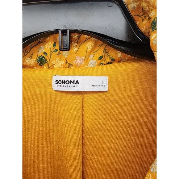 Sonoma Women's Jacket Sz Large 100% Cotton Quilted in Gold Floral Print - Picture 3 of 10